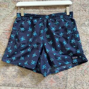 Patagonia Women's Baggies Shorts 5" Blue Turtle Print Size Small